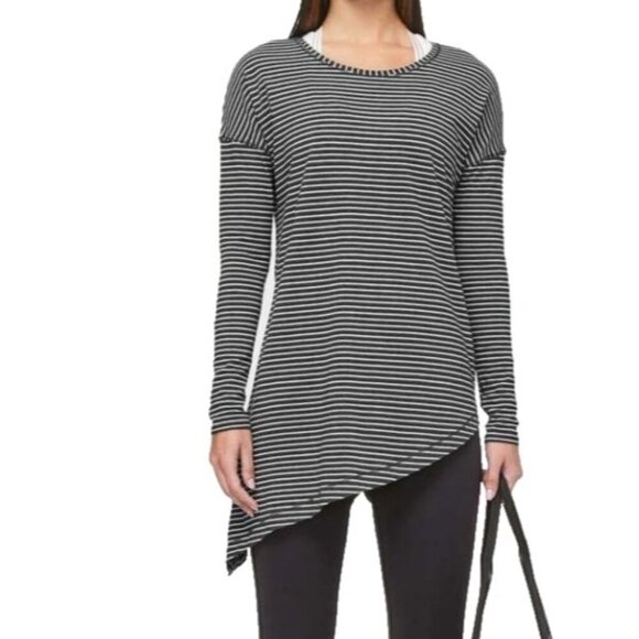 Lululemon To The Point Long Sleeve Modern Stripe Heathered Black White size 4 - Picture 1 of 9